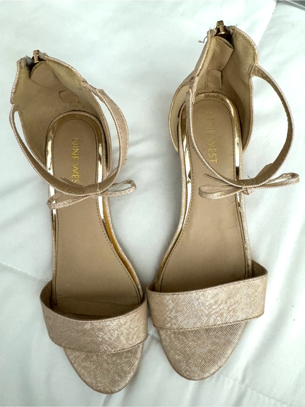 Nine West Rose Gold Metallic Ankle-Strap Sandals